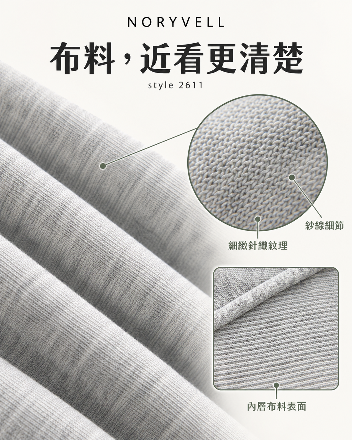 鬆緊抽繩直筒休閒褲 · 布料近看
